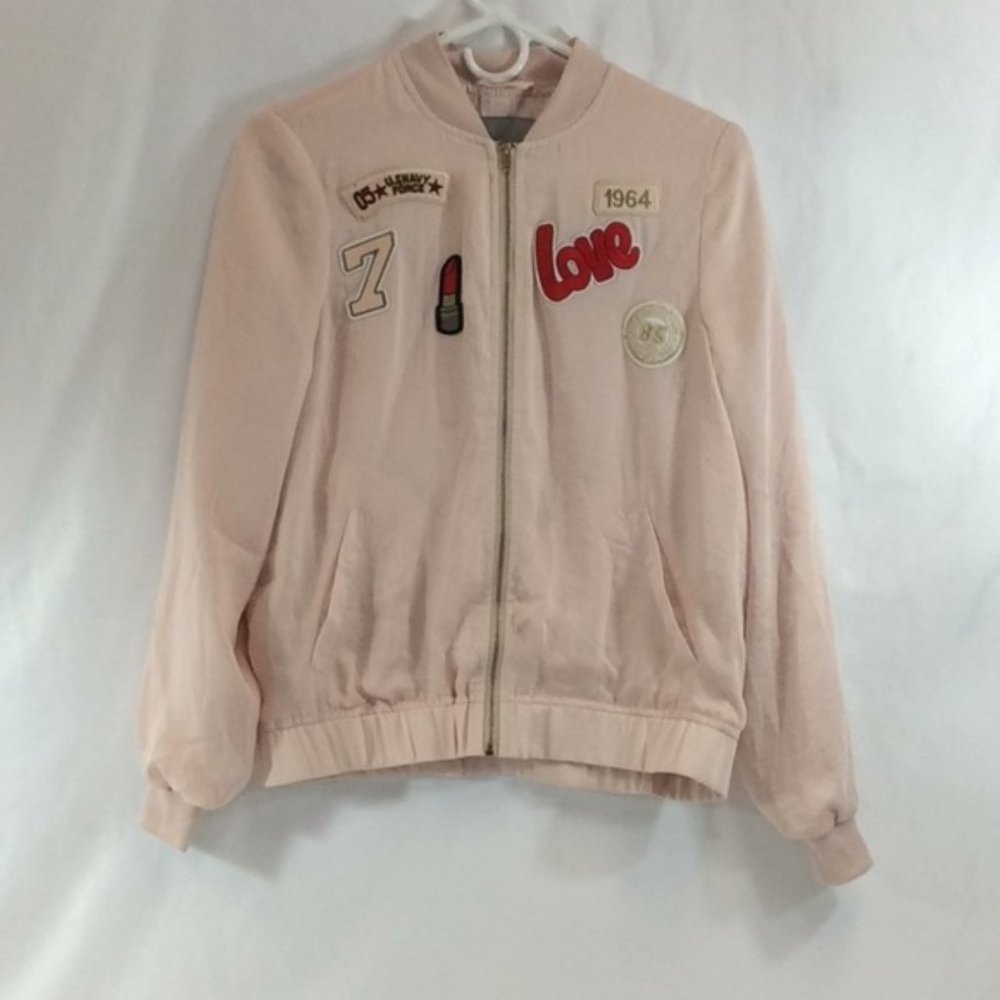Vero Moda Womens Lightweight Bomber Jacket  Light Pink w Patches XS